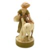 porcelánová soška značky Royal Dux, model: dívka se psem, bronz dekor se zlacením