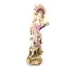 porcelánová socha značky Royal Dux, model: dáma s mandolínou, saxe dekor se zlacením