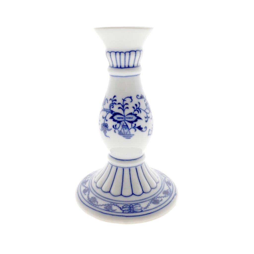 Cibulák - svícen model 1969, bílý porcelán s cibulákovým dekorem