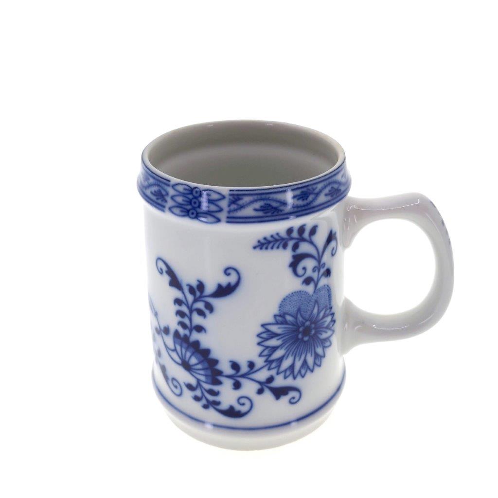 Cibulák - Korbel, bílý porcelán s cibulákovým dekorem