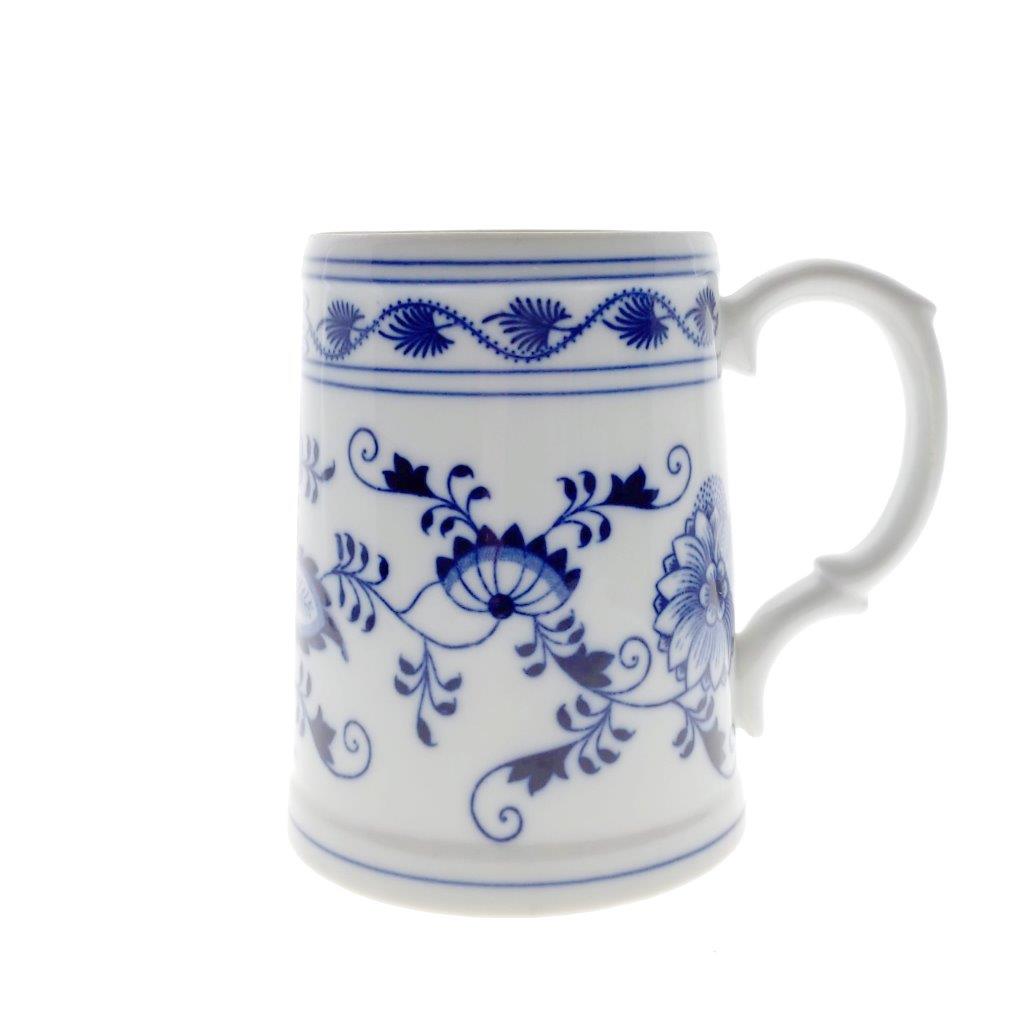 Cibulák - Korbel hladký, bílý porcelán s cibulákovým dekorem