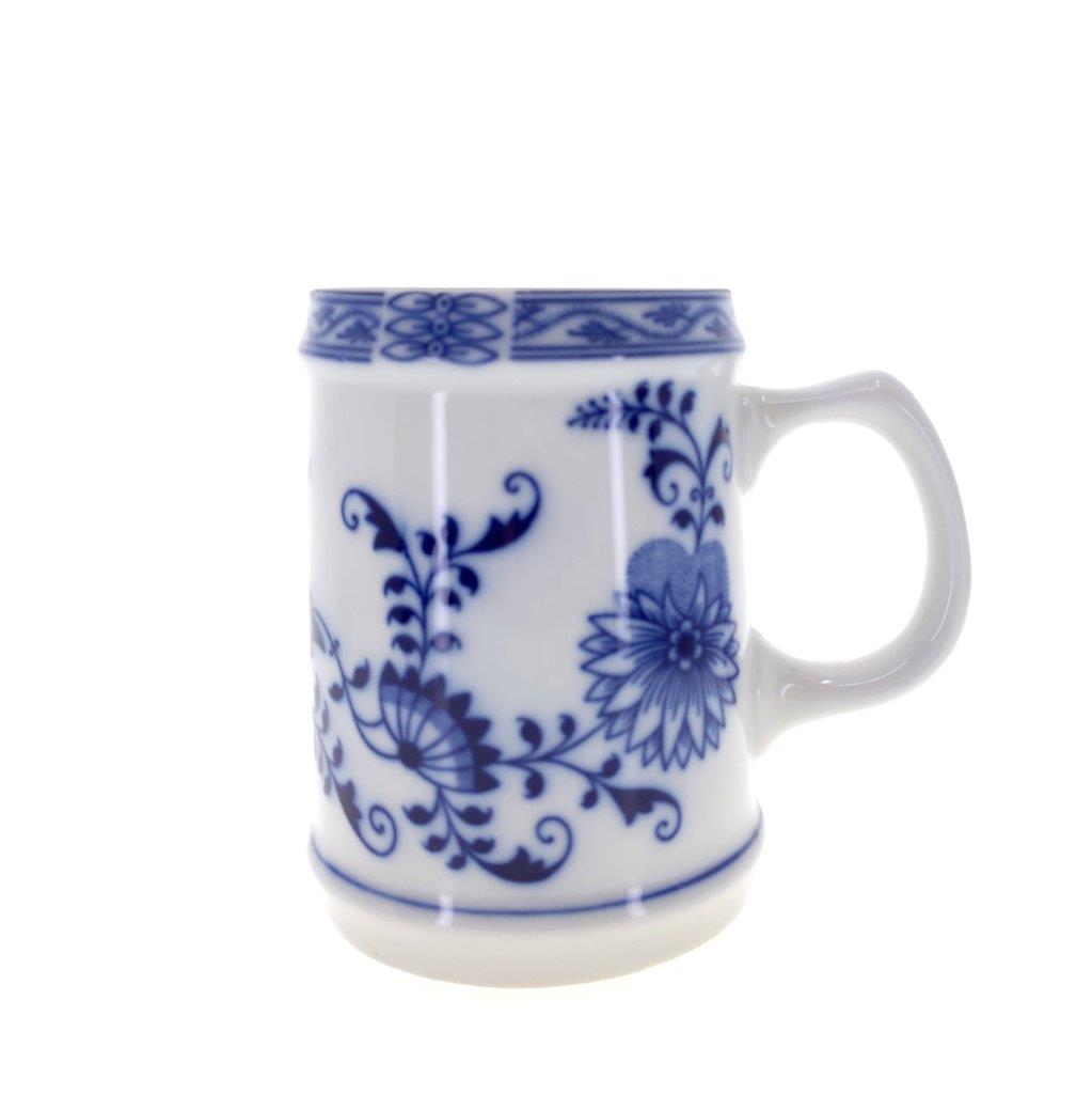 Cibulák - Korbel, bílý porcelán s cibulákovým dekorem