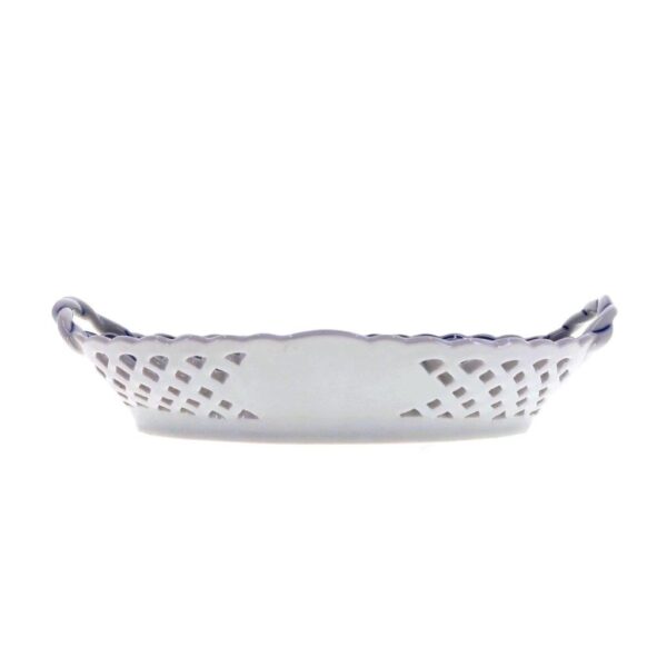 Cibulák - Košík prolamovaný 21 cm, bílý porcelán s cibulákovým dekorem