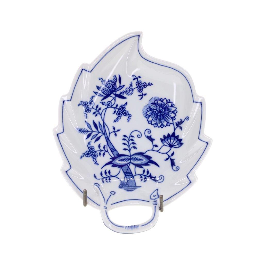 Cibulák - Mísa ve tvaru listu velký 19 cm, bílý porcelán s cibulákovým dekorem