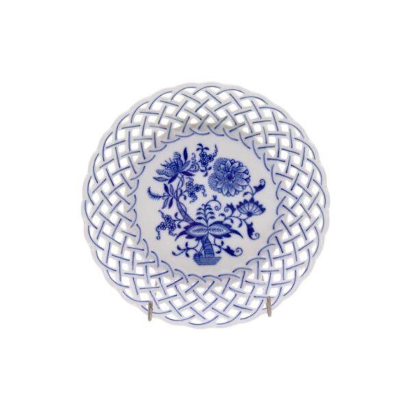 Cibulák - Mísa kulatá prolamovaná, bílý porcelán s cibulákovým dekorem
