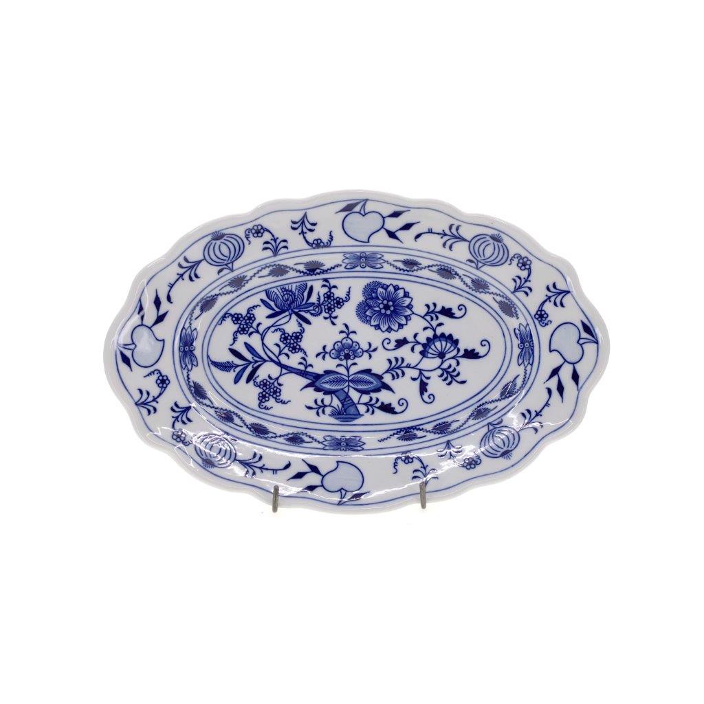 Cibulák - Mísa oválná 28 cm, bílý porcelán s cibulákovým dekorem