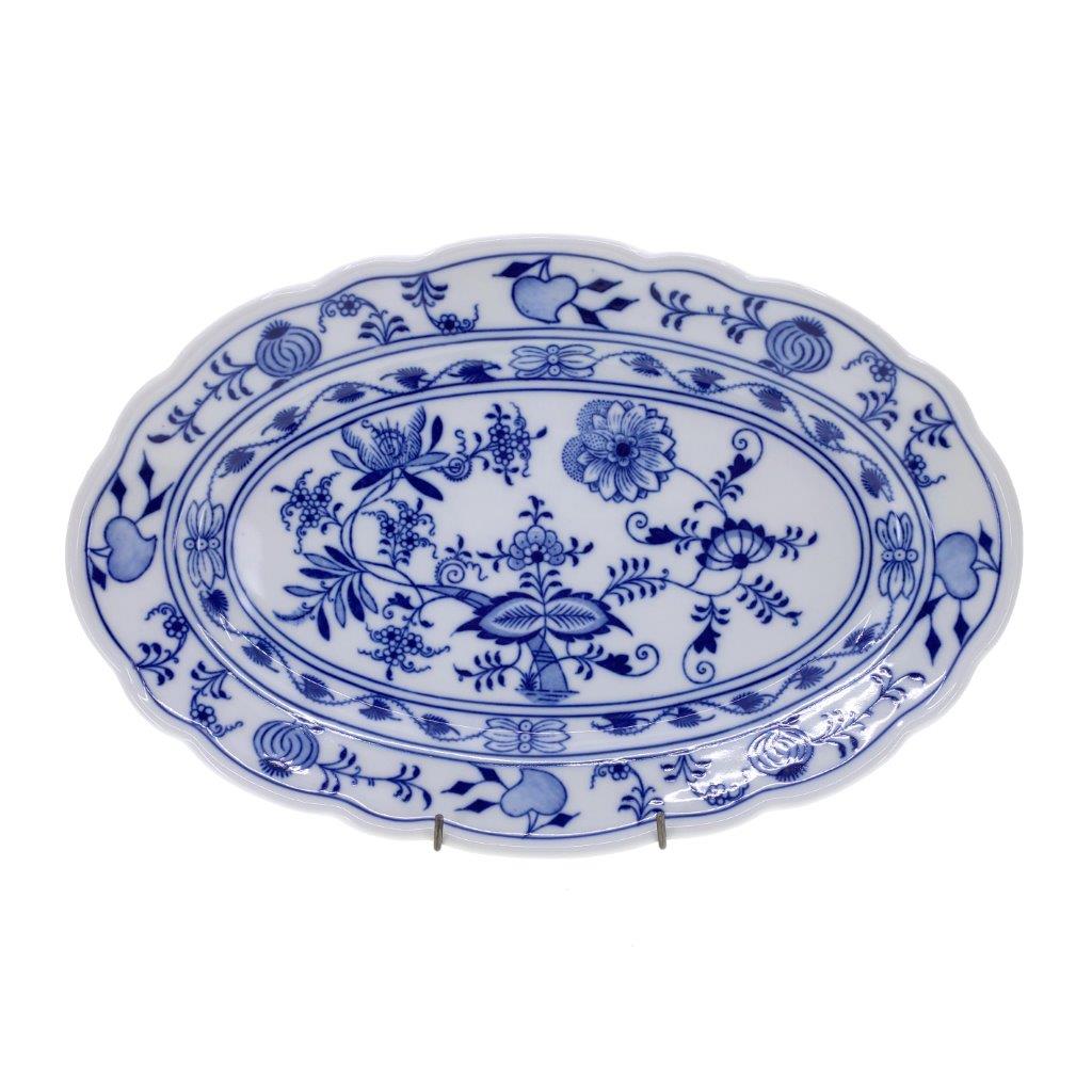 Cibulák - Mísa oválná 35 cm, bílý porcelán s cibulákovým dekorem