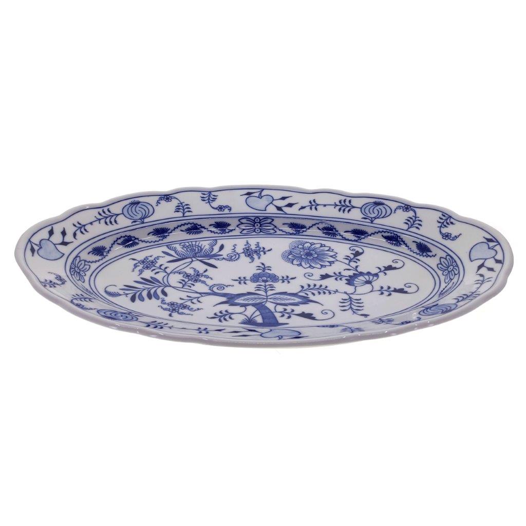 Cibulák - Mísa oválná 39 cm, bílý porcelán s cibulákovým dekorem