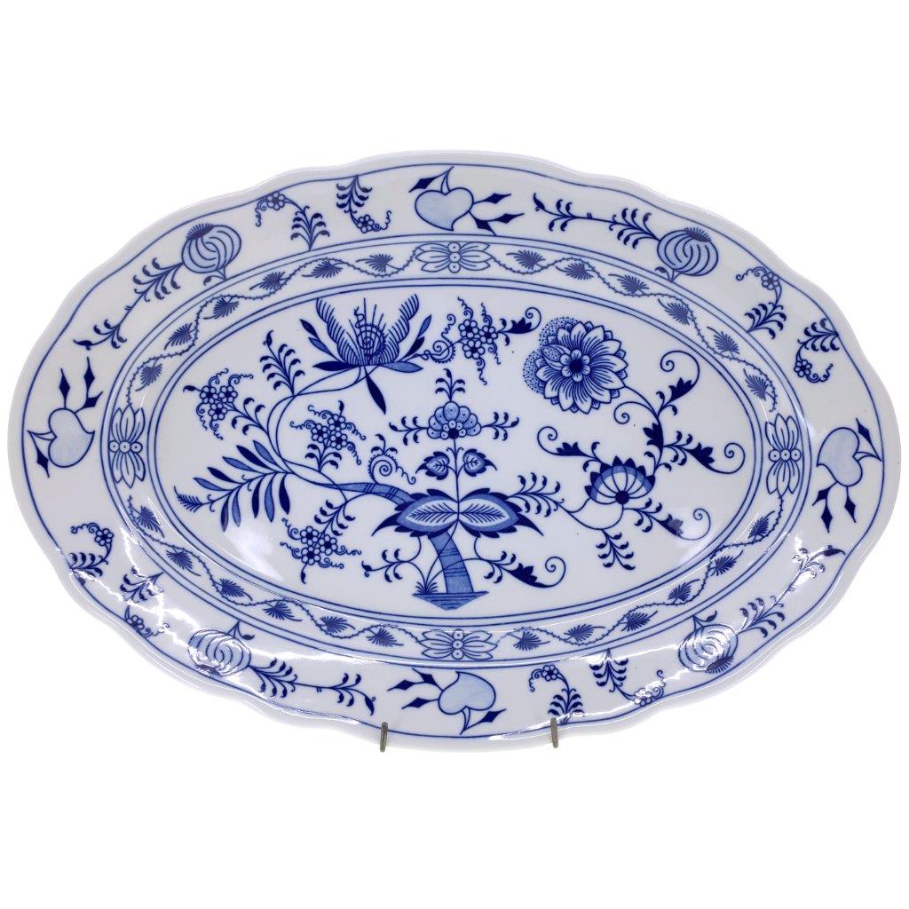 Cibulák - Mísa oválná 43 cm, bílý porcelán s cibulákovým dekorem