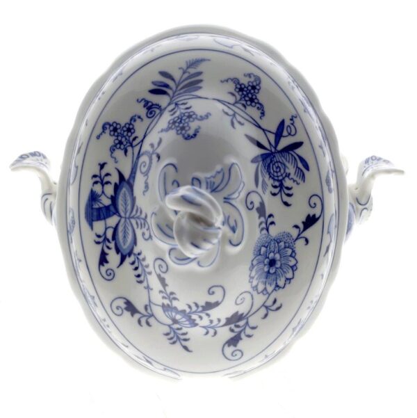 Cibulák - Mísa polévková ovální s výřezem, bílý porcelán s cibulákovým dekorem