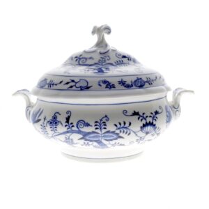 Cibulák - Mísa polévková ovální s výřezem, bílý porcelán s cibulákovým dekorem