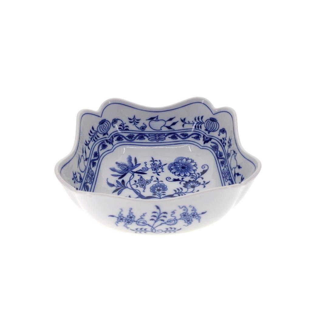 Cibulák - Mísa salátová čtyřhranná vysoká střední, bílý porcelán s cibulákovým dekorem