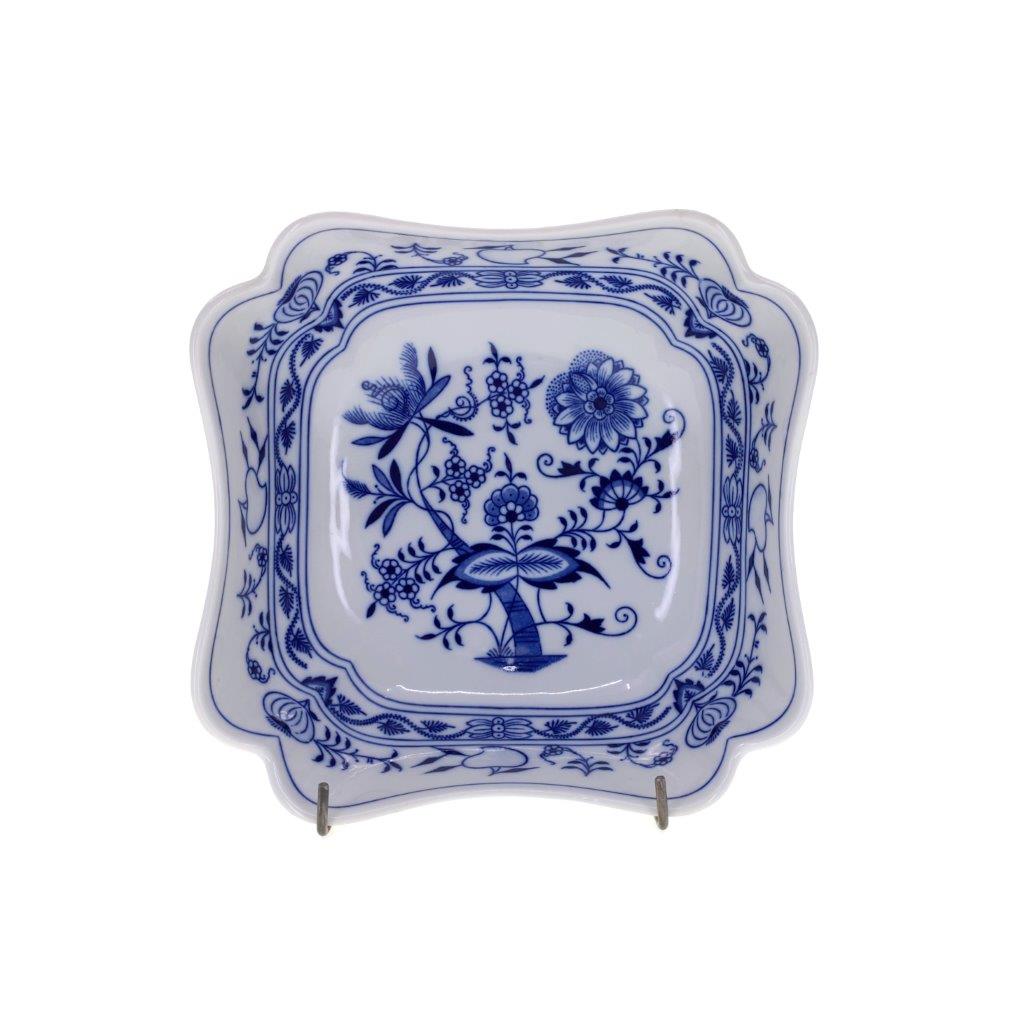 Cibulák - Mísa salátová čtyřhranná vysoká střední, bílý porcelán s cibulákovým dekorem