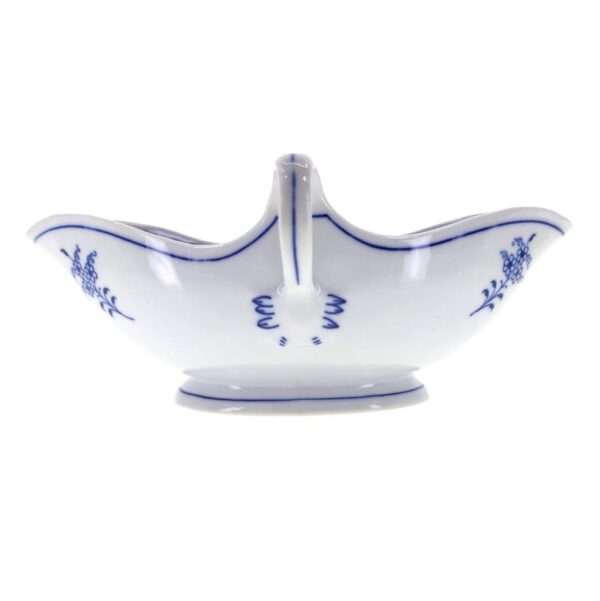 Cibulák - Omáčník oválný bez podstavce s uchy, bílý porcelán s cibulákovým dekorem