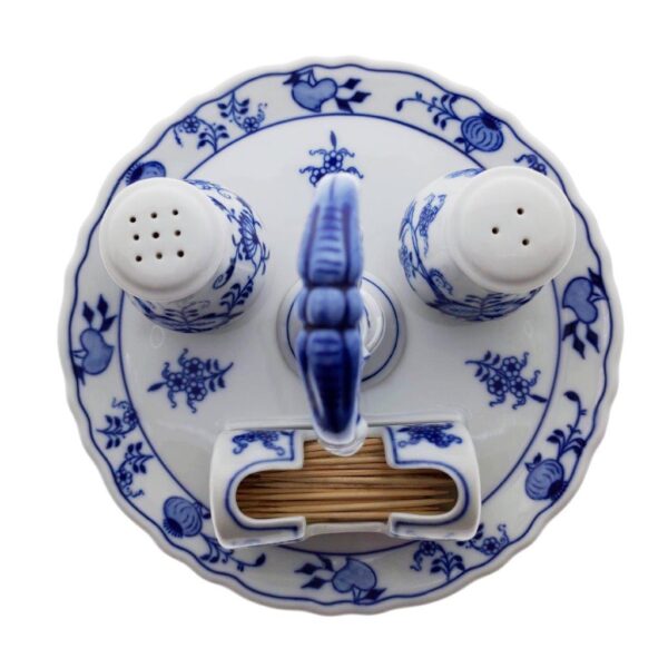 Cibulák - Podnos kulatý s klíčem komplet, bílý porcelán s cibulákovým dekorem