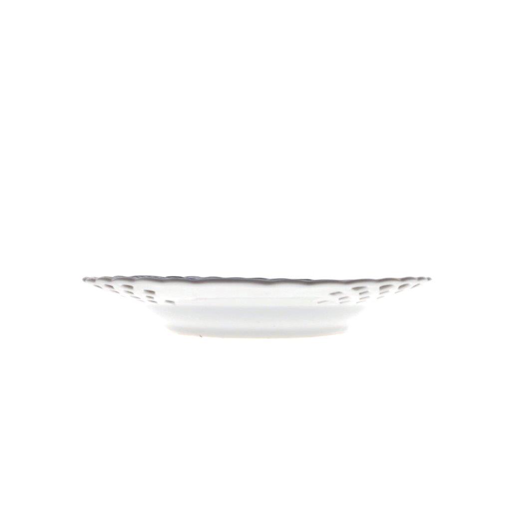 Cibulák - Talíř prolamovaný průměr 18 cm, bílý porcelán s cibulákovým dekorem