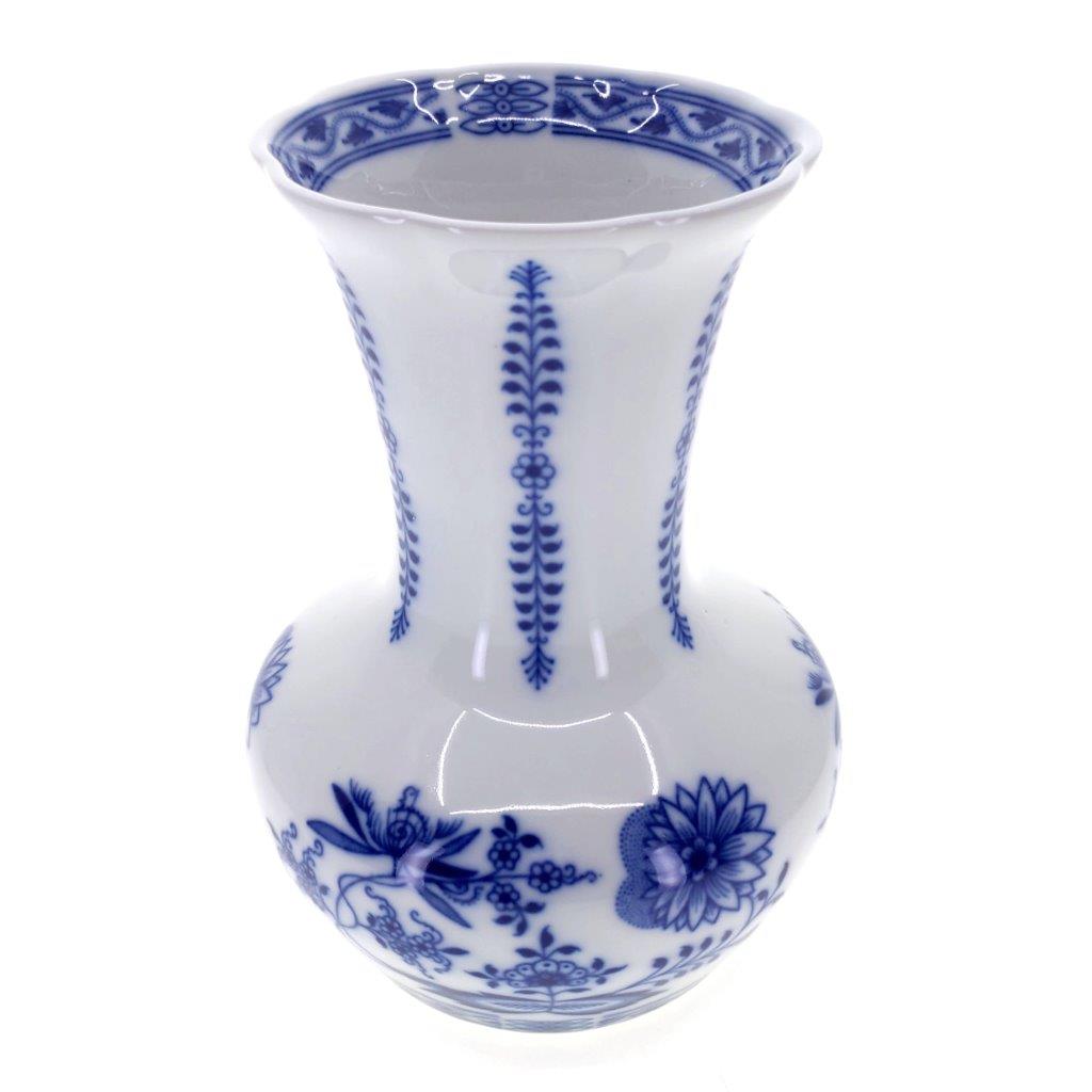 Cibulák - Váza široká, bílý porcelán s cibulákovým dekorem