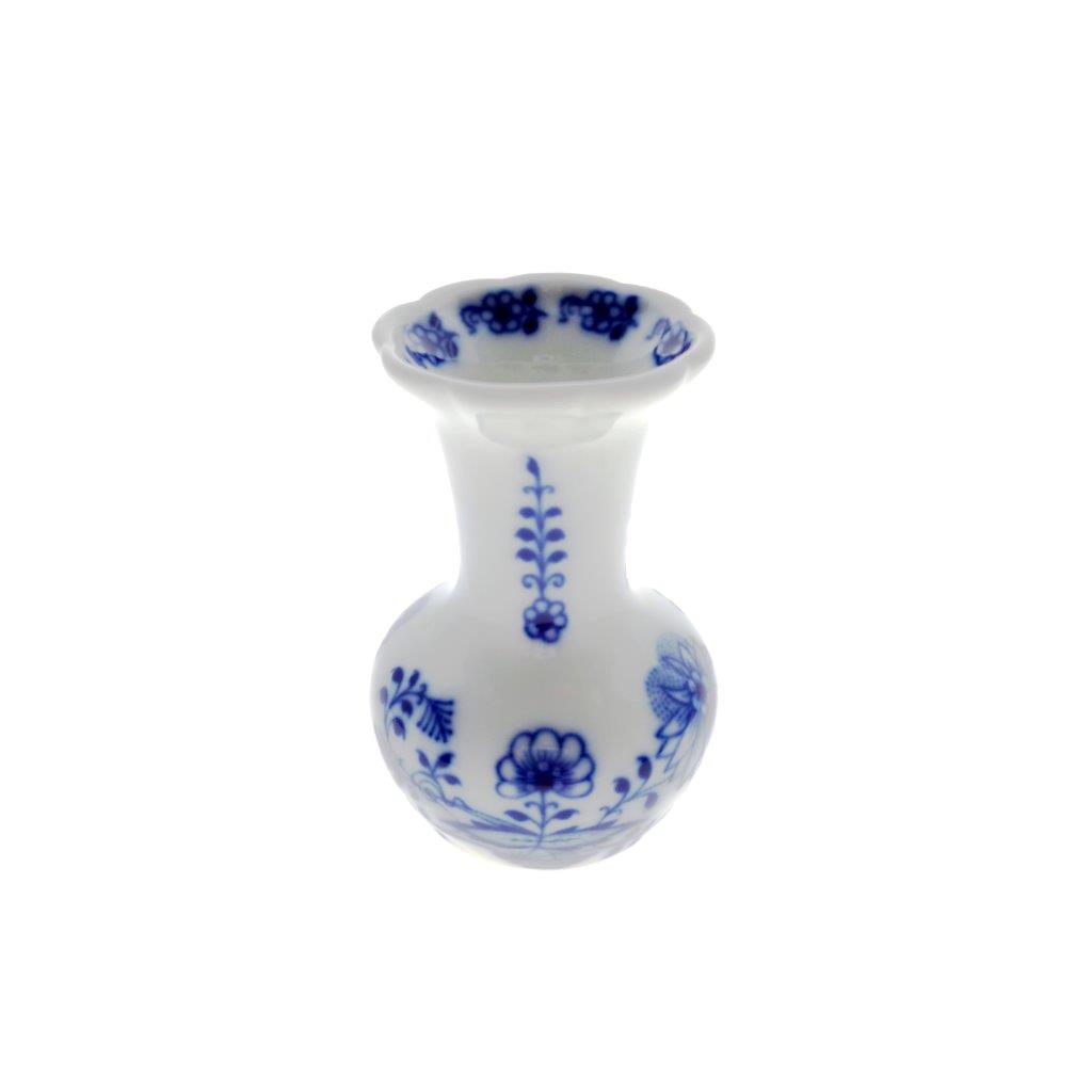 Cibulák - Vázička, bílý porcelán s cibulákovým dekorem