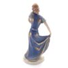 porcelánová soška značky Royal Dux, model: Art deco dívka v modrých šatech, modro-zlatý dekor