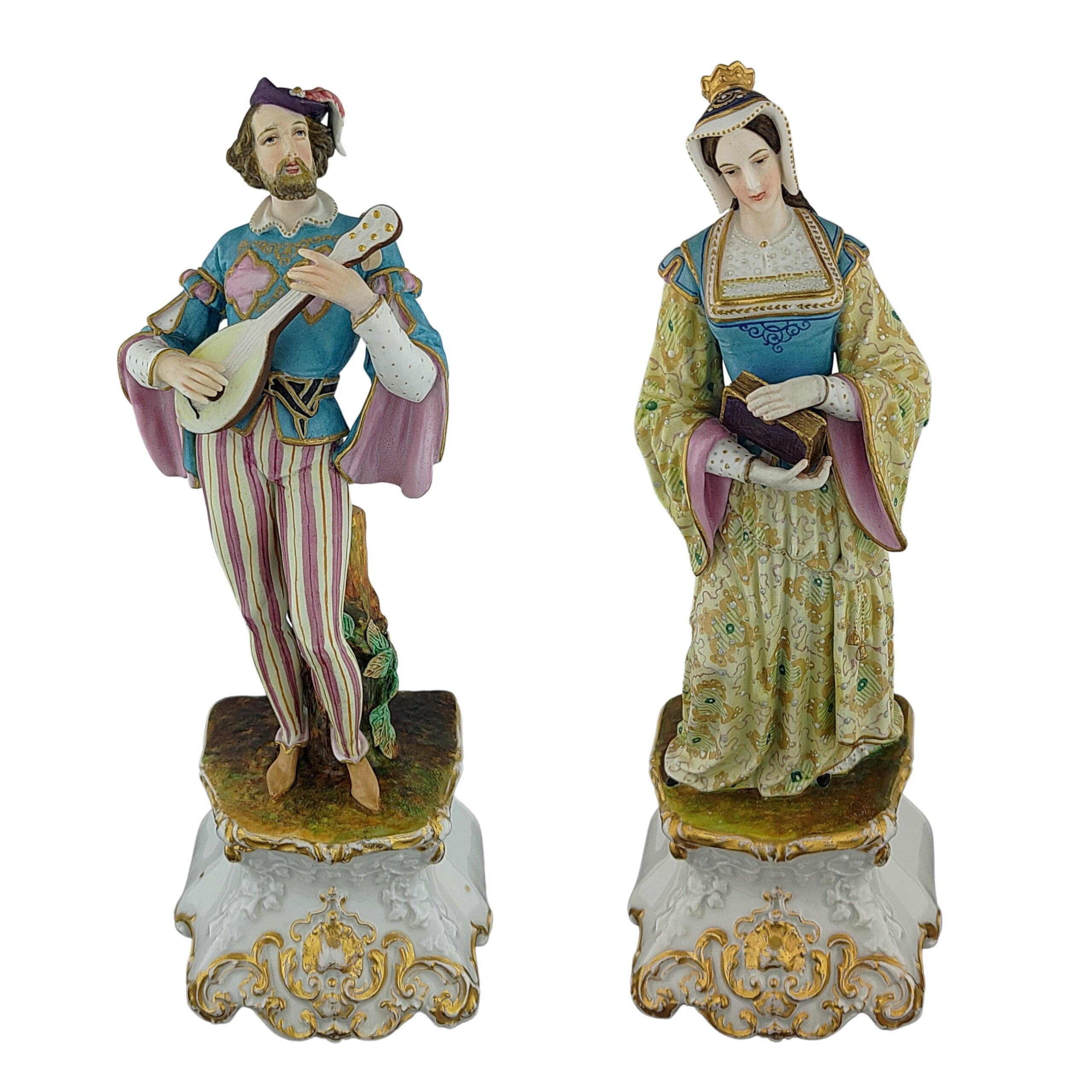 porcelánová socha smíchovské porcelánky, značky Stará Praha, model: Faust a Markétka