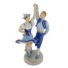 porcelánová socha duchcovské porcelánky, značka Royal Dux, model: Folklórní pár, modrý dekor se zlacením