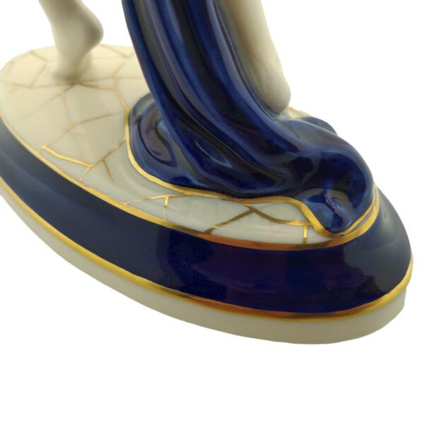 Porcelánová figura značky Royal Dux, model 3069 - Orientální tanečnice, kobaltový dekor se zlacením, signatura