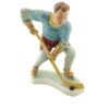 porcelánová socha duchcovské porcelánky, značka Royal Dux, model: Hokejista na olympiádě, saxe dekor