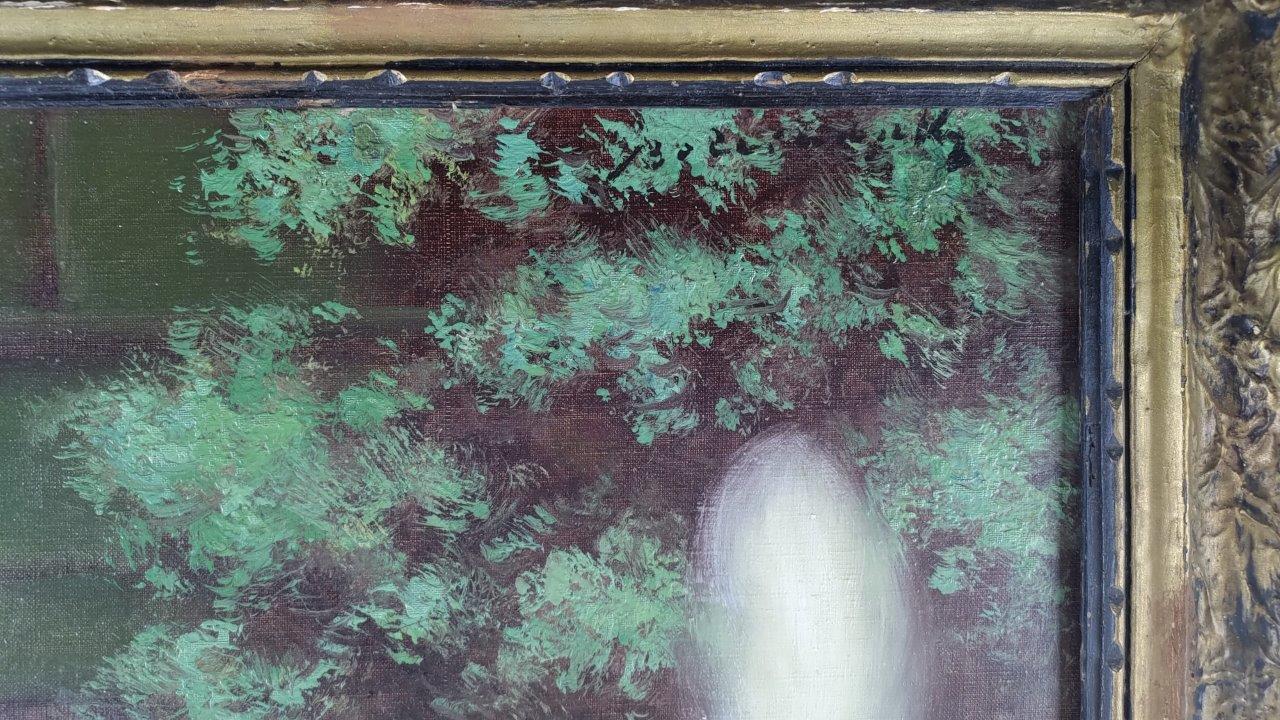 Olejomalba na plátně od maďarského malíře Bena Boleradszkeho, motiv: dvě bílé perské kočky, datace: první polovina 20. století, signatura