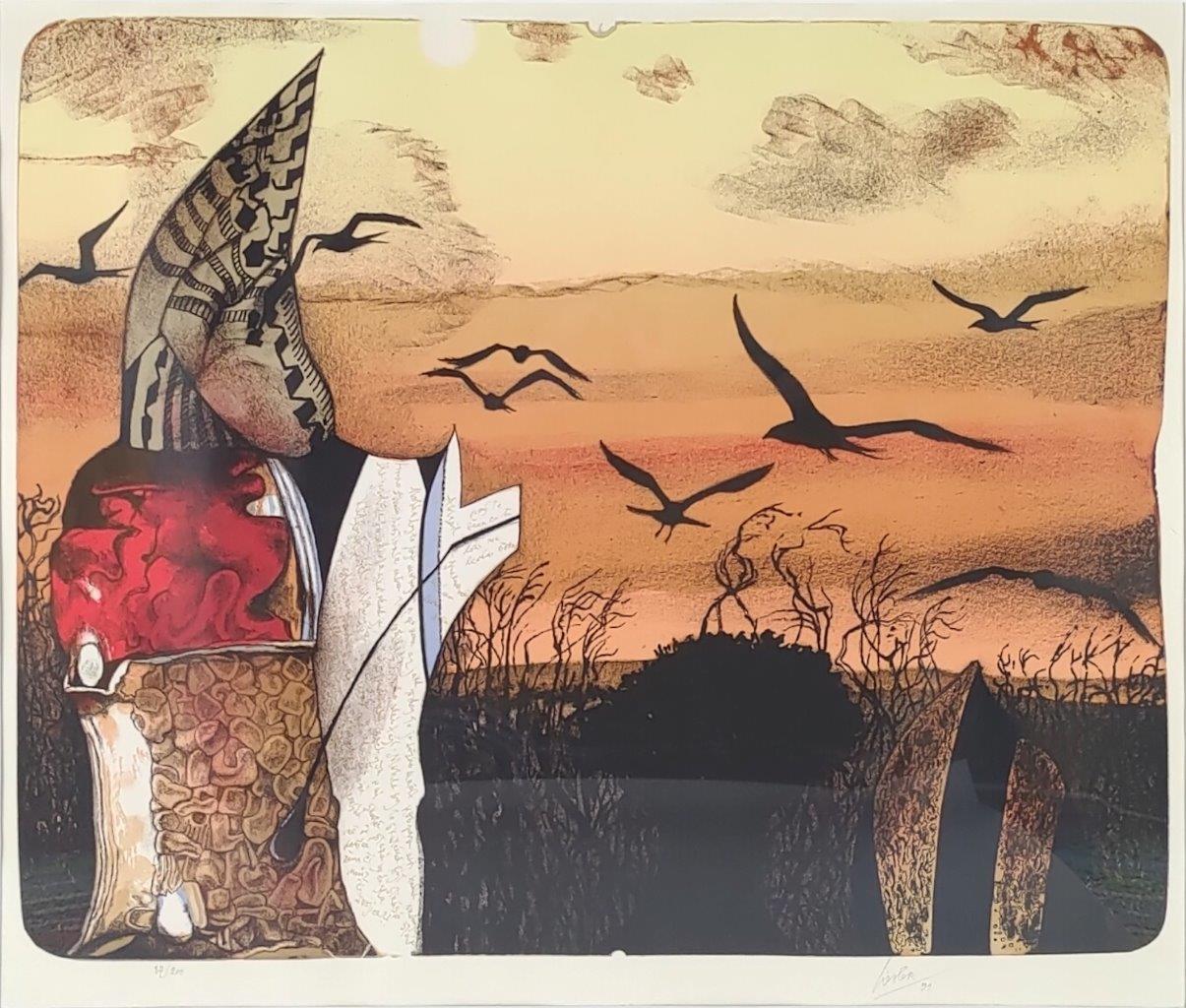 Litografie od Josefa Lieslera, název díla: Mohla by to být mohyla