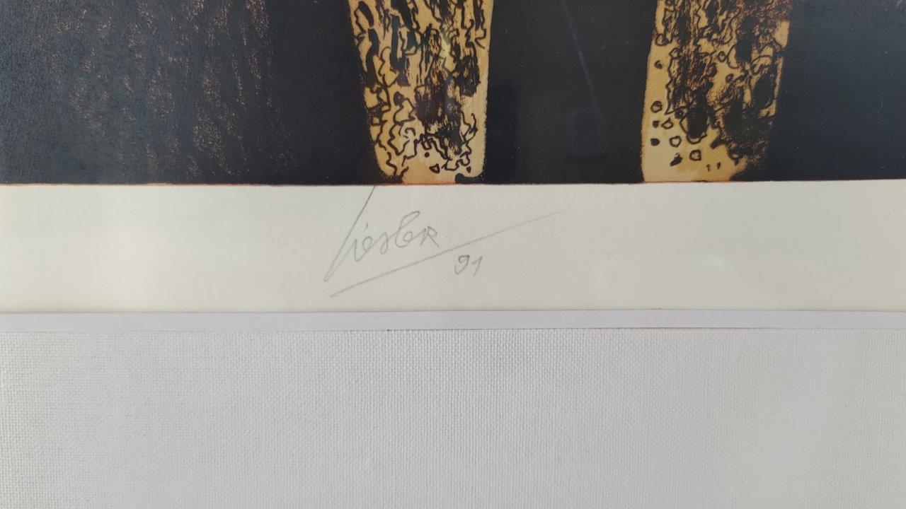 Litografie od Josefa Lieslera, název díla: Mohla by to být mohyla, signatura