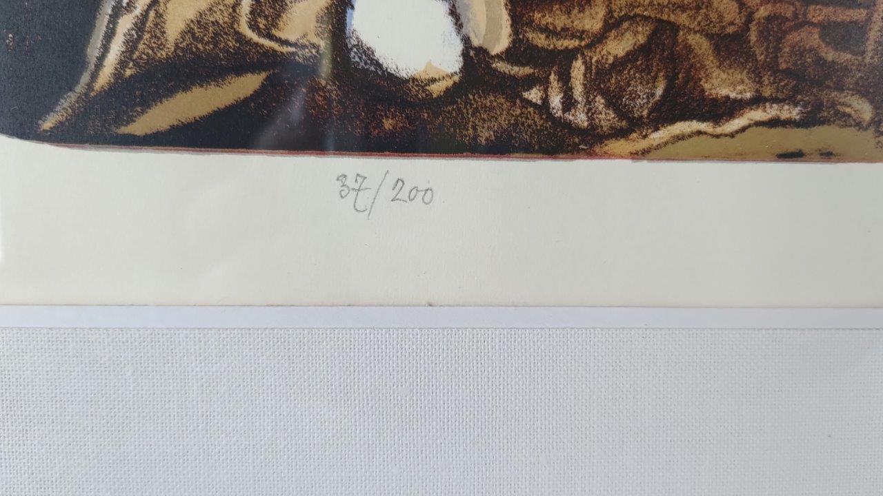 Litografie od Josefa Lieslera, název díla: Mohla by to být mohyla, číslo litografie 37/200