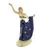 porcelánová figura značky Royal Dux, model: tanečnice, kobaltový dekor se zlacením