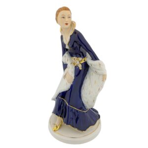 porcelánová figura značky Royal Dux, model: princezna, kobaltový dekor se zlacením