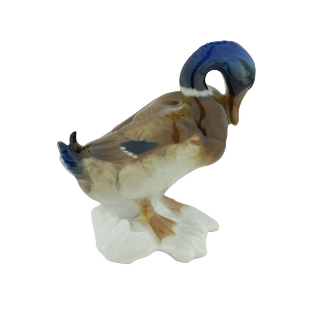 porcelánová figurka kačera, značka Lorenz Hutschenreuther, porcelán s glazurou
