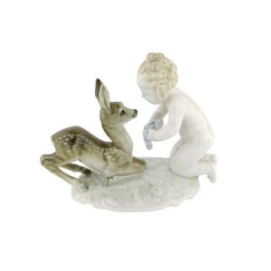 porcelánová figurka malého dítěte a kolouška, značka Hutschenreuther, porcelán s glazurou