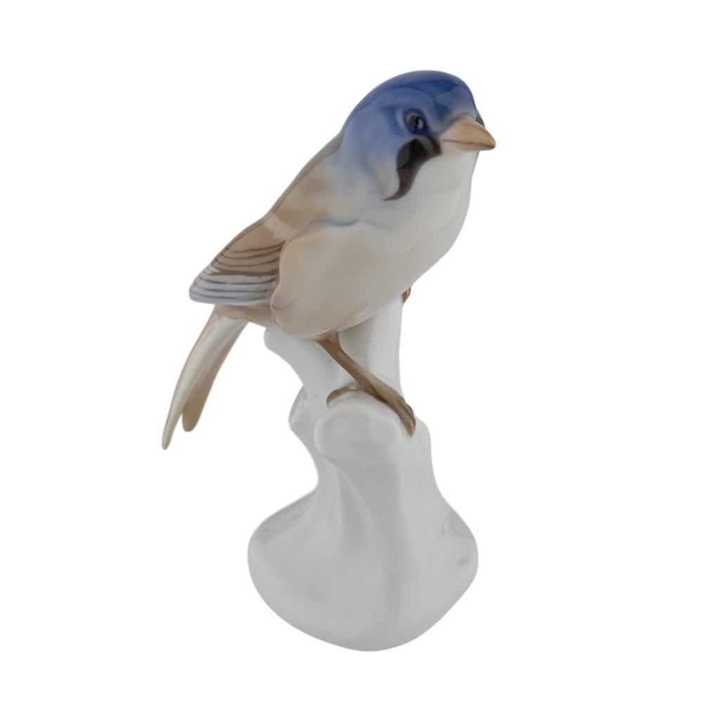 porcelánová figurka ptáčka značky Rosenthal, model: Pěvuška modrá, glazovaný porcelán