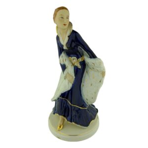 porcelánová figura značky Royal Dux, model: princezna, kobaltový dekor se zlacením