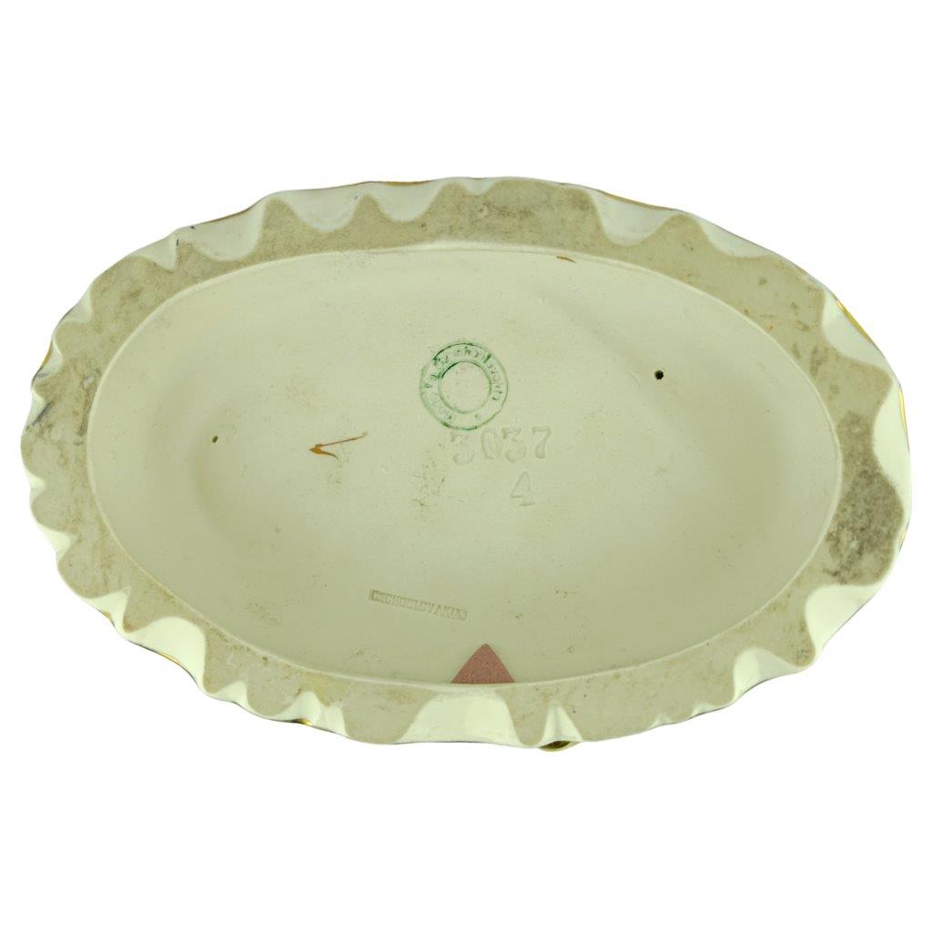 porcelánová figura značky Royal Dux, model: Zaklínač hadů s tanečnicí, kobaltový dekor se zlacením, značení