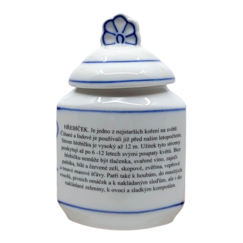 kořenka s nápisem Hřebíček, popis na zadní straně