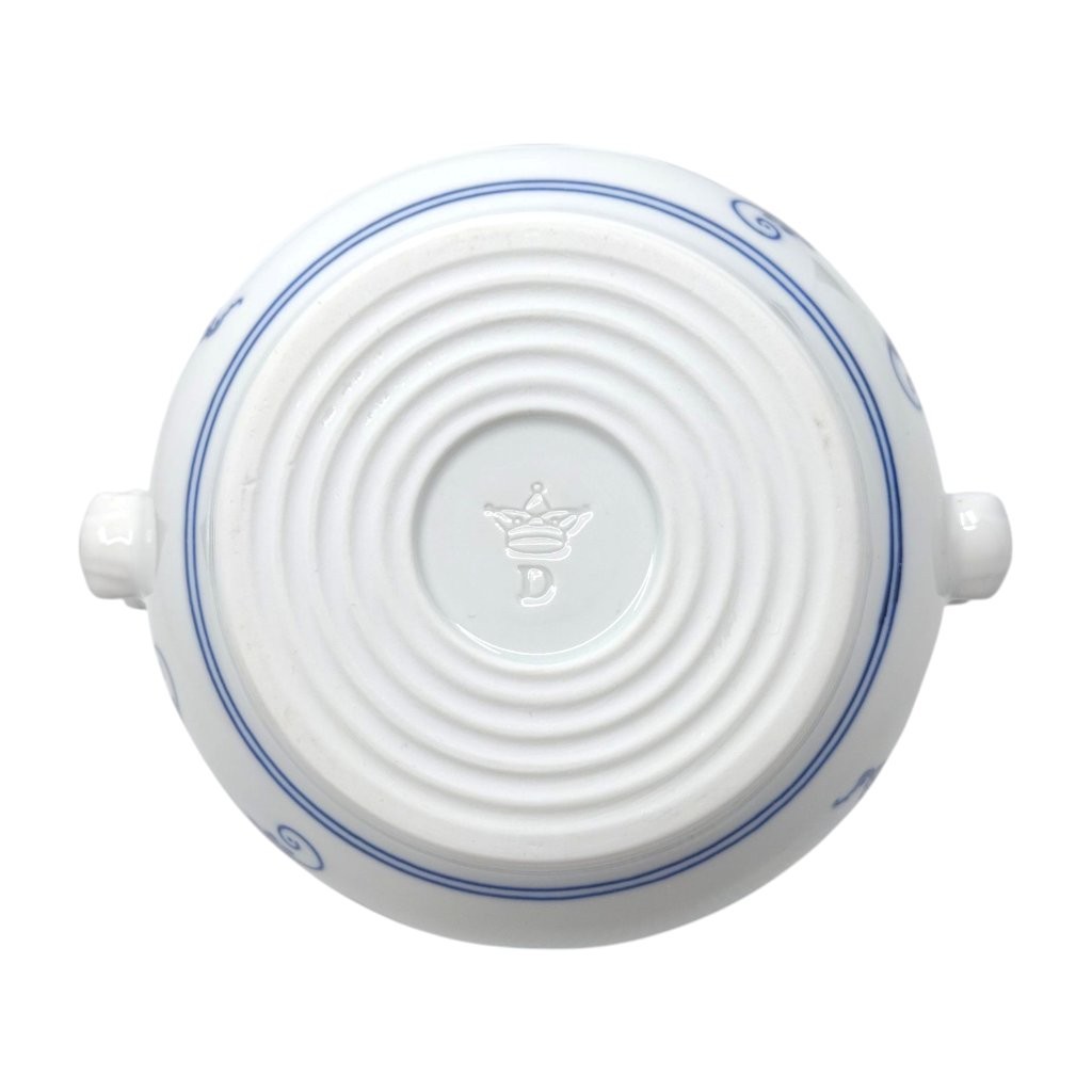 dóza s víkem a uchy, cibulákový dekor