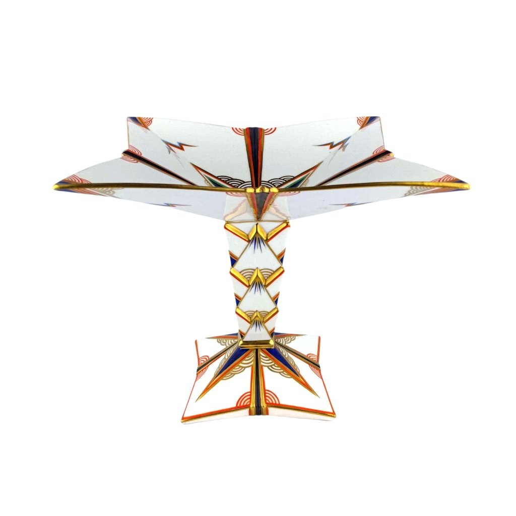 Nástolec z jemné kameniny ve stylu kubismu, značka Royal Dux