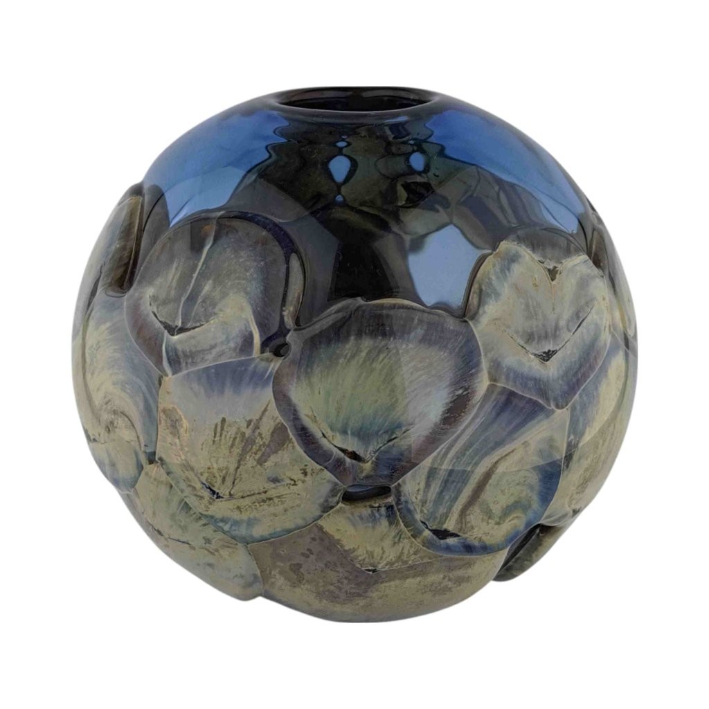 Váza z hutně tvarovaného skla, sfěrický design, návrh Pavel Hlava, sklárna Beránek Škrdlovice