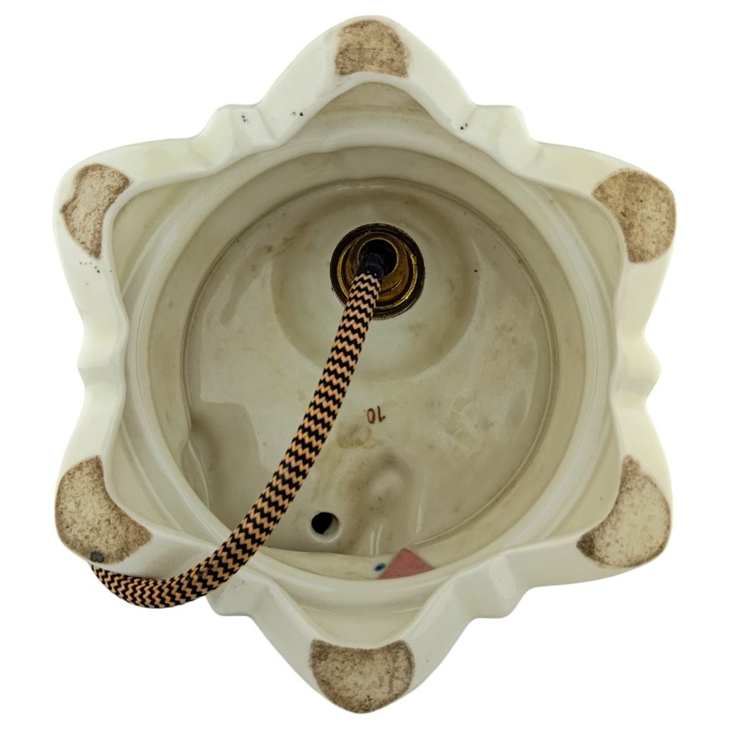 porcelánová figura - lampa značky Royal Dux, model: Orientální tanečnice stylu Art Deco, kobaltový dekor se zlacením, spodní strana podstavce