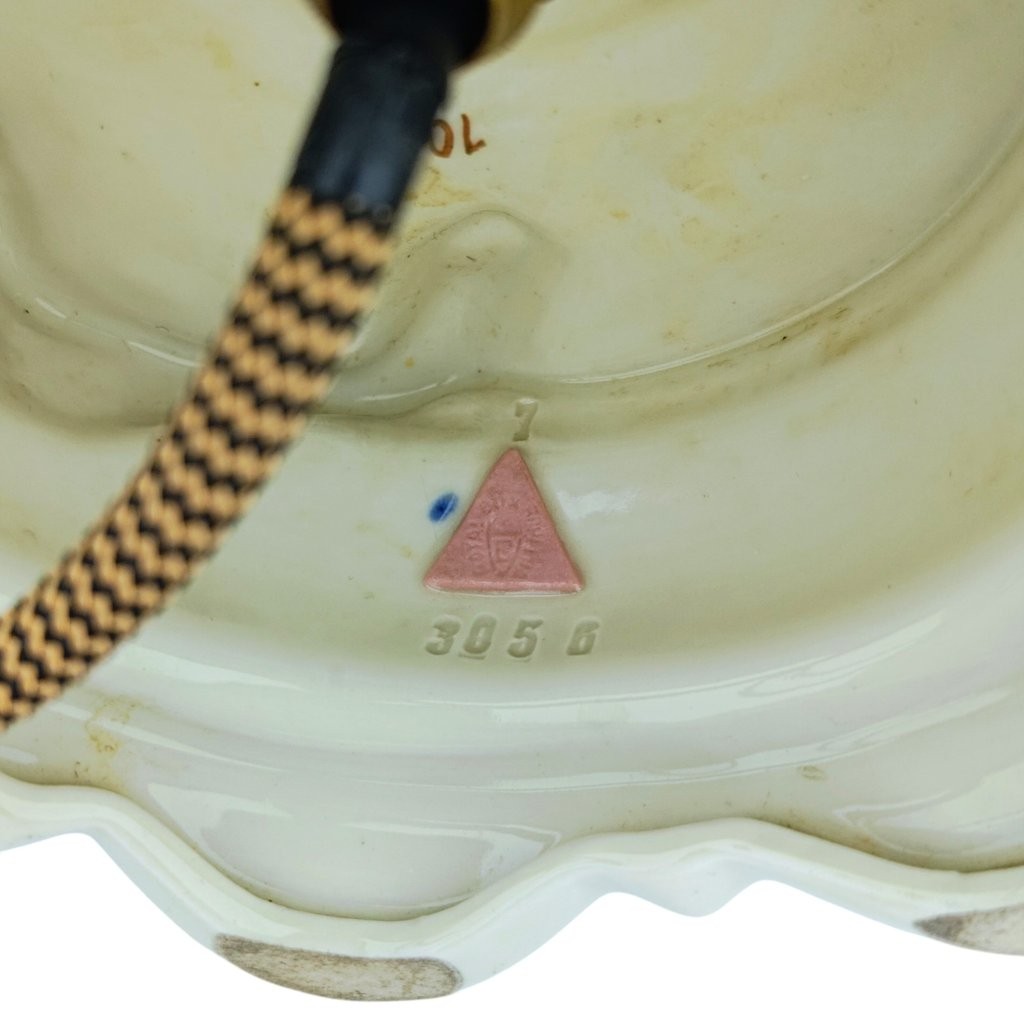 porcelánová figura - lampa značky Royal Dux, model: Orientální tanečnice stylu Art Deco, kobaltový dekor se zlacením, značení