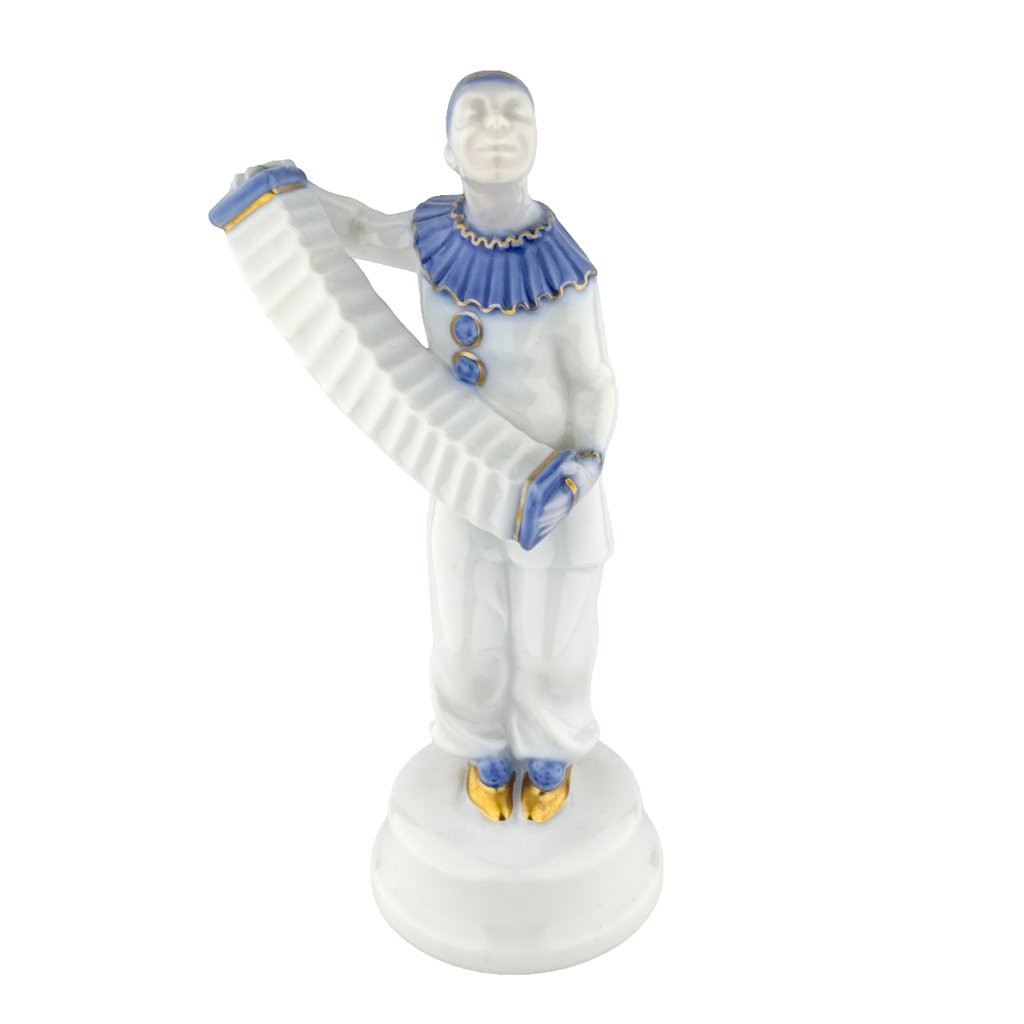 porcelánová figura značky Rosenthal, model: Pierot s harmonikou