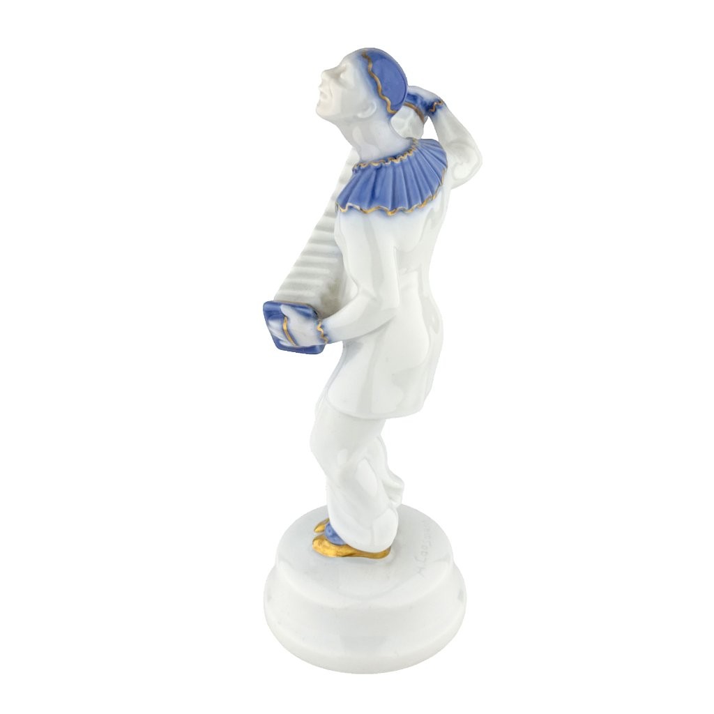 porcelánová figura značky Rosenthal, model: Pierot s harmonikou